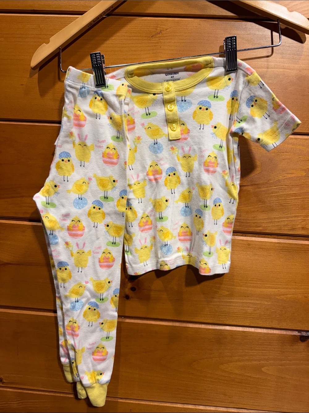 Gymboree Yellow Chick Print Pajama Set - size 4T LIKE NEW